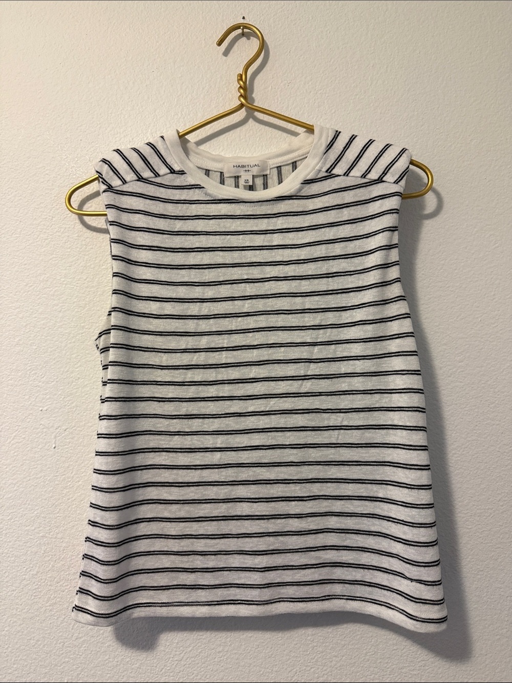 Habitual Black & White Striped Sleeveless Tank with Shoulder Pads XS